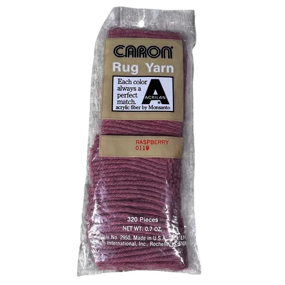CARON Vintage Rug Yarn Raspberry 0119 Lot 10 Packs Acrilan Acrylic 320 Pieces